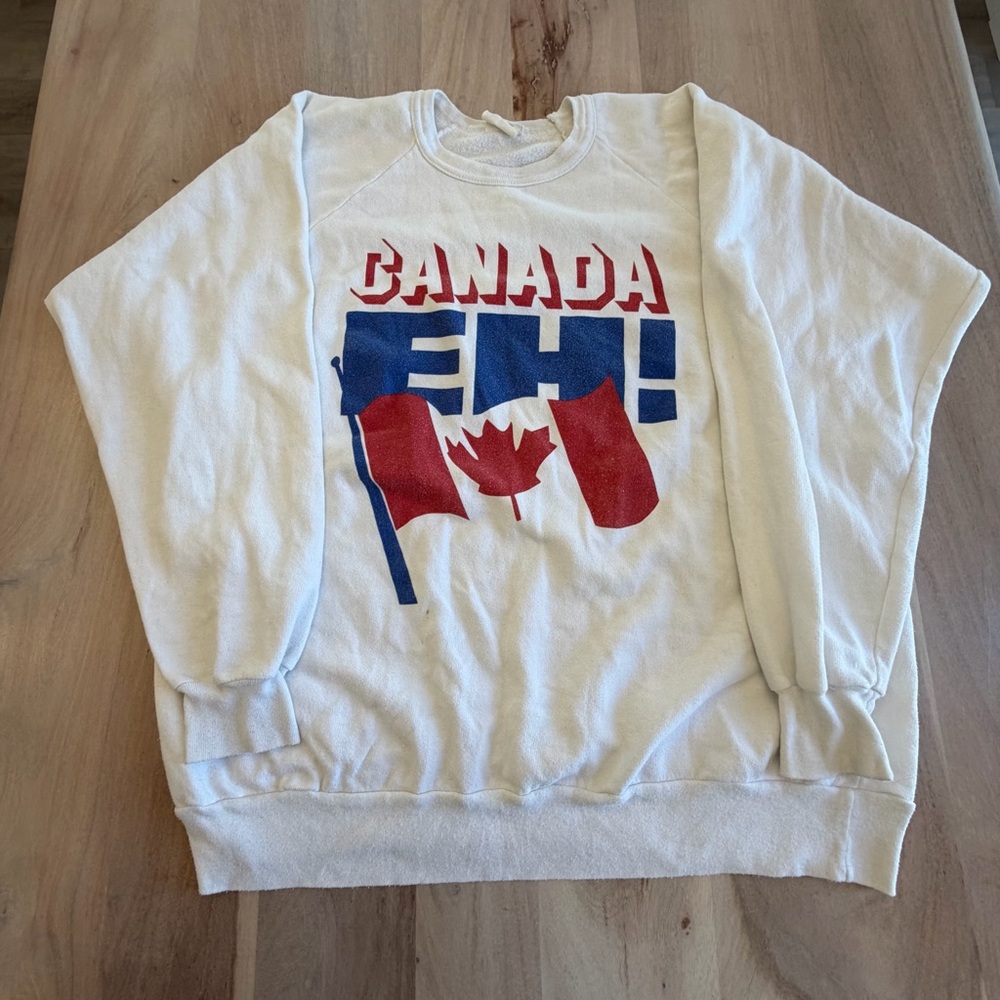 Vintage Canada Eh Crew Neck Sweatshirt White Adult Size XXL
